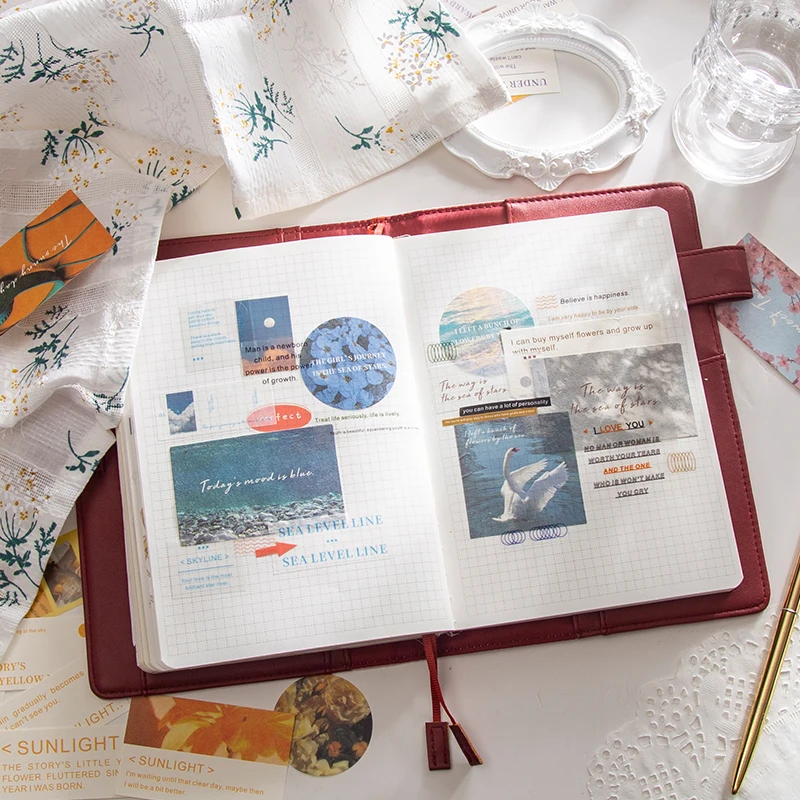 Винтажные корейские бумажные наклейки для коллажей 50 шт. | Канцтовары офиса и