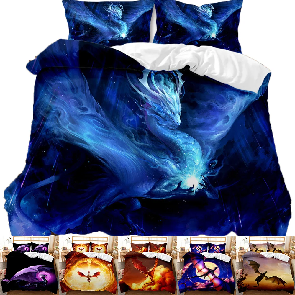 

2021 fashion HD Digital Print Pterosaur Bedding Sets Duvet Cover+ Pillowcase 2/3pcs Customized bed set US/AU/EU size