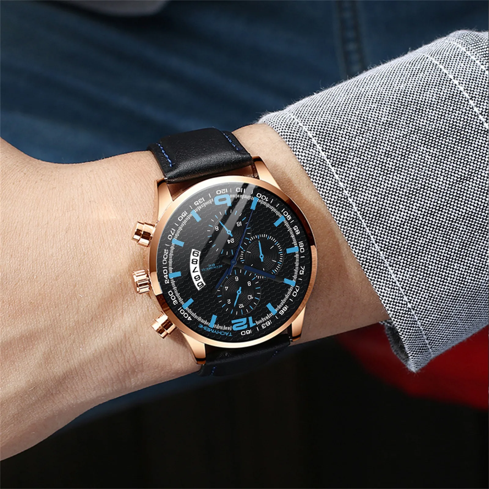 

Fashion Cool Unique Digital Literal Multi Layer Dial Men Quartz Belt Watch Classic Business men's quartz watch F5