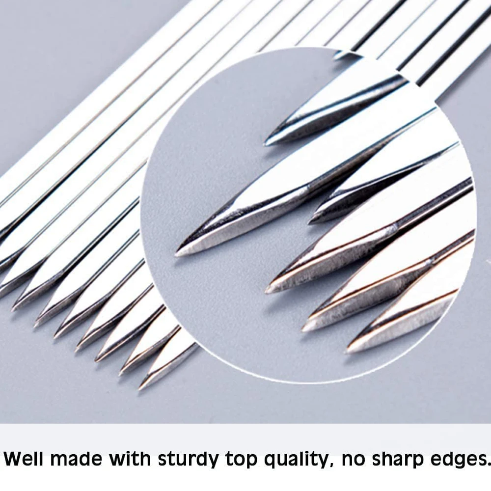 Skewers for Barbecue Reusable Grill Stainless Steel Shish Kebab BBQ Camping Flat Forks Gadgets Kitchen Accessories Tools | Дом и сад
