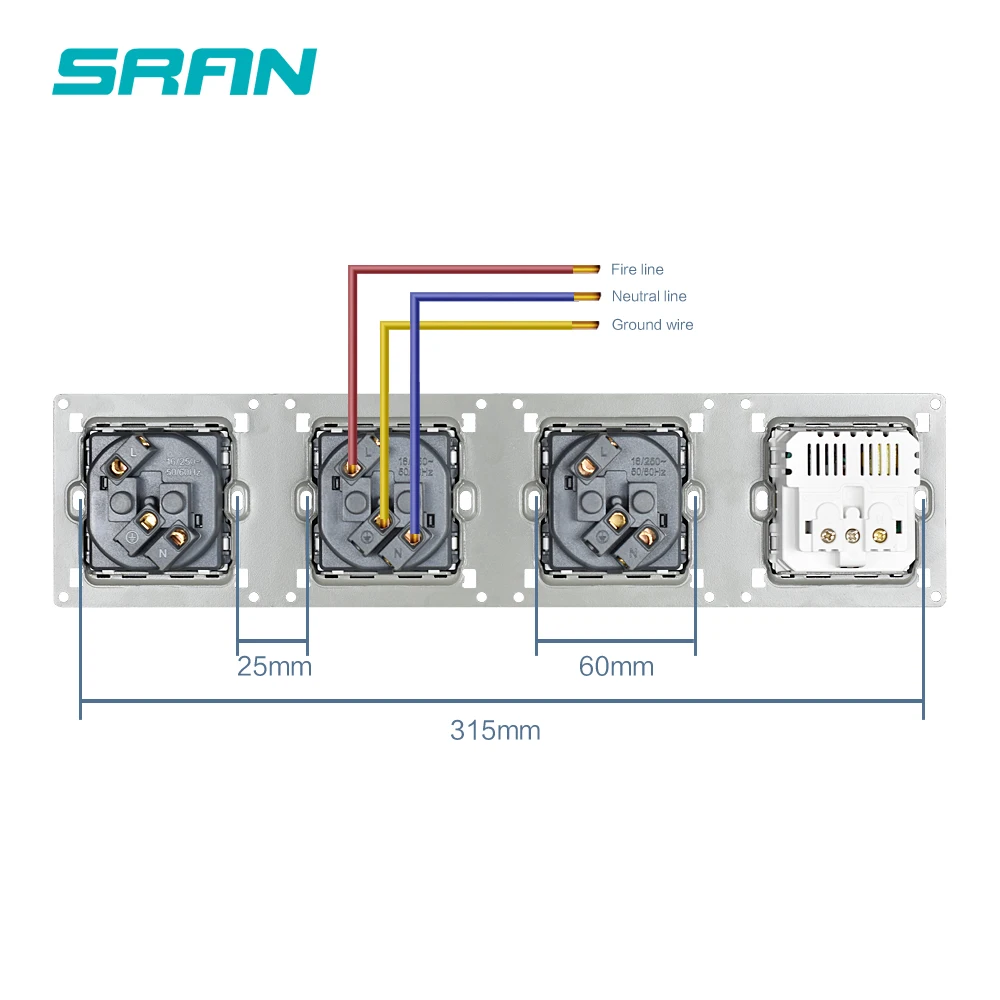 Настенный 16A ЕС Стандартный многоходовой Мощность разъем штепсельная вилка с