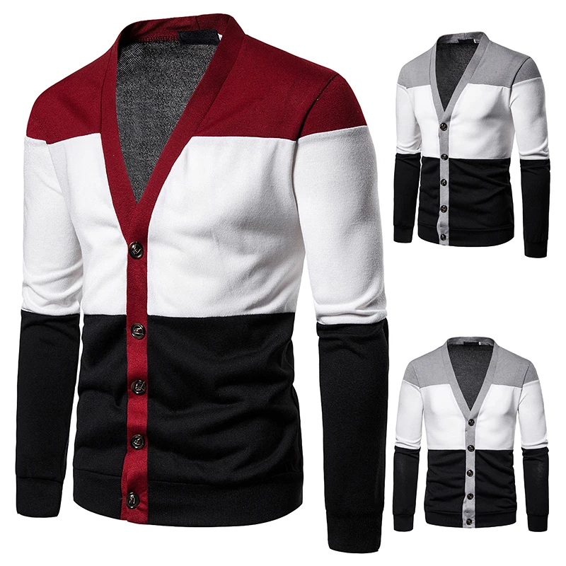 

2020 Fashion Casual Hit Color Autumn New Men Cardigan Sweater Cotton Knited Coat Men Spring Male Jacket Brand S-2XL