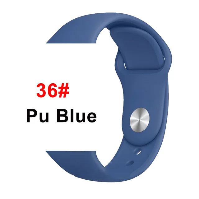 Спортивный мягкий силиконовый ремешок для Apple Watch, ремешок 44 мм, 40 мм, серия 5, 4, браслет для часов iWatch, ремешок 38 мм, 42 мм, 3, 2, 1, аксессуары - Цвет ремешка: 36 Pu Blue