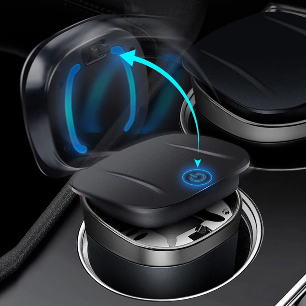 

Car Ashtray Auto Cigarette Smoke Ashtray LED Blue Light Press-Type Cigarette Tobacco Ash Pocket Soot Flame Portable Ashtray
