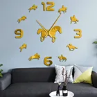 Зеркальные наклейки с изображением верховой езды, гигантские настенные часы, Безрамные настенные часы, декор для верховой езды