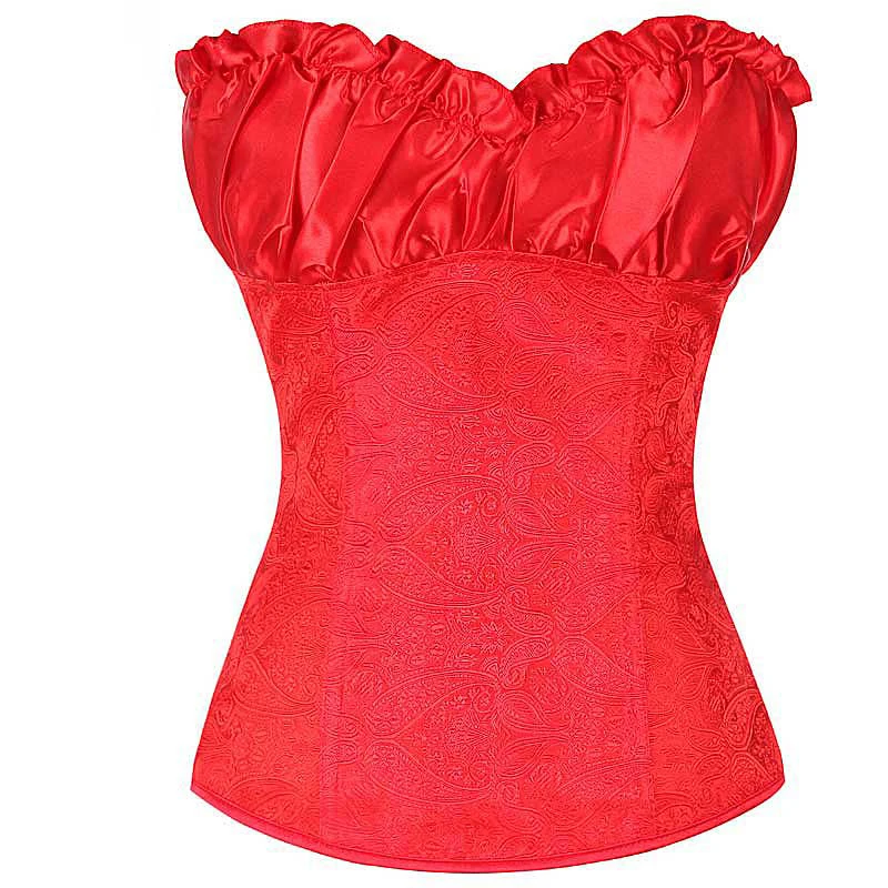 Корсет женский атласный с оборками элегантный однотонный корсет в Королевском