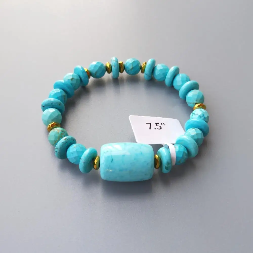 Lii Ji Краситель Синий Бирюзовый гематит браслет для женщин и мужчин модные