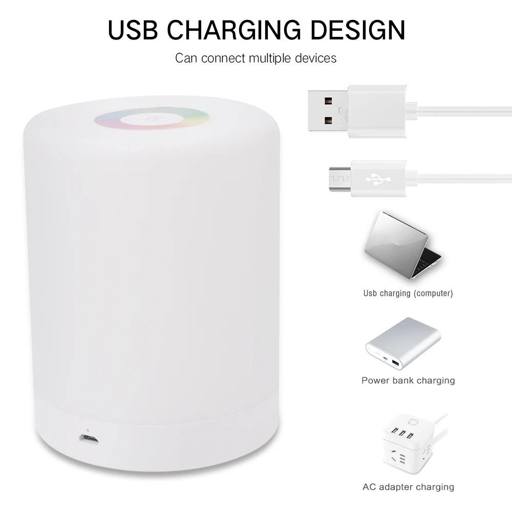 USB Перезаряжаемые умный светодиодный Ночной светильник сенсорный Управление