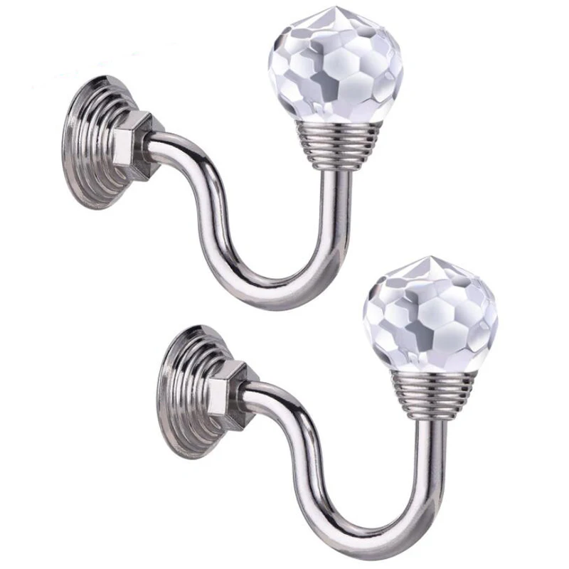 

1 Pair Retro Crystal Glass Curtain Holdback Wall Tie Back Hook Hanger Holder Drawer Handle Curtain Accessories Hanger