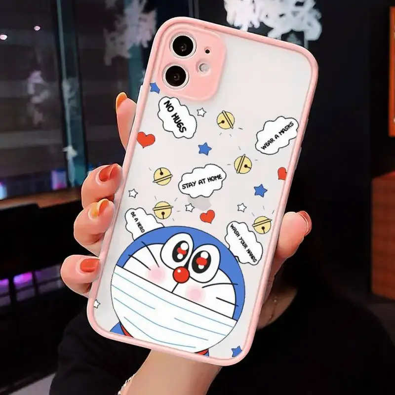 

Cute Cartoon Doraemon Robot cat Phone Case Matte Transparent for iPhone 7 8 11 12 s mini pro X XS XR MAX Plus cover funda