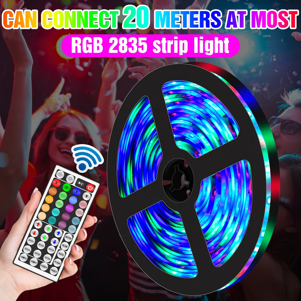 

Светодиодная лента RGB SMD2835 для подсветки телевизора, гибкая неоновая лампа-контроллер для фосветильник подсветки, 12 В, 5 м, 10 м, 15 м, 20 м