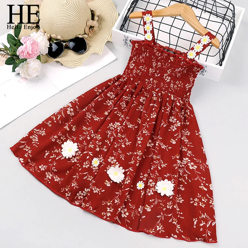 HE Hello Enjoy/новое летнее платье для девочек Пляжное красный костюм вечерние платья