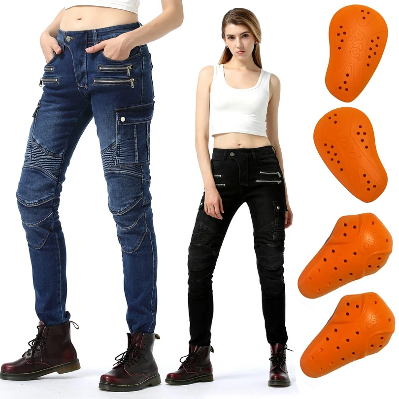 Мотоциклетные брюки женские черные зеленые джинсы бойфренды свободные