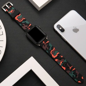 camouflage strap for apple watch band 44mm 40mm silicone belt correas bracelet watchband iwatch band 42mm 38mm series 6 5 4 3 se free global shipping