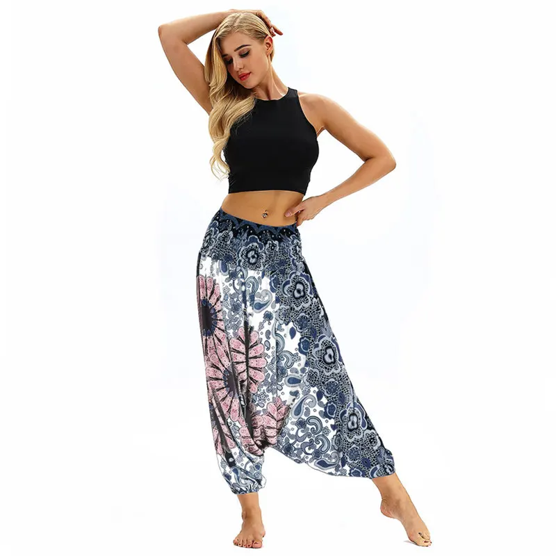 

2021 Sarouel Femme Summer Women Harem Pants Oversized Pantalon Fleuri Boho Ethnic Printed Trousers Female Lantern Pants