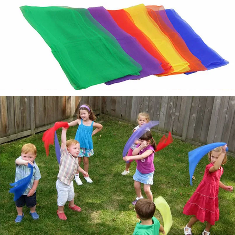 

10Pcs/pack Kids Square Scarf Outdoor Game Sports Toy Juggling Silk Dance Scarves Toys For Children Performance Props Accessories