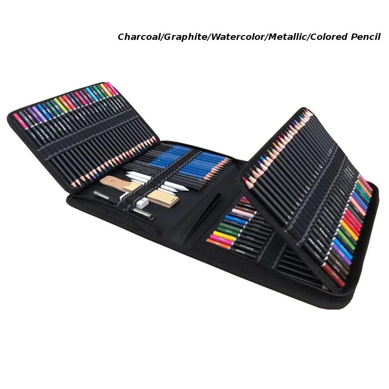 

144Pcs Drawing Sketching Pencils Charcoal/Graphite/Watercolor/Metallic/Colored Pencil for Painting Coloring Professional Set