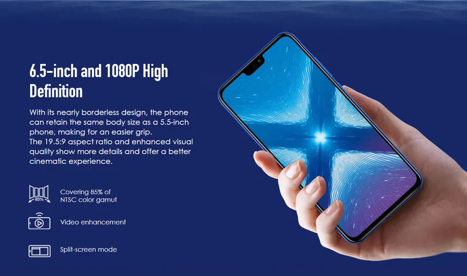 Honor 8X8 X, смартфон Kirin 710, 4 Гб, 6 ГБ ОЗУ, 64 Гб ПЗУ, 6,5 дюймов, Восьмиядерный экран, отпечаток пальца, ID, 3750 мА/ч, задний, 20 МП