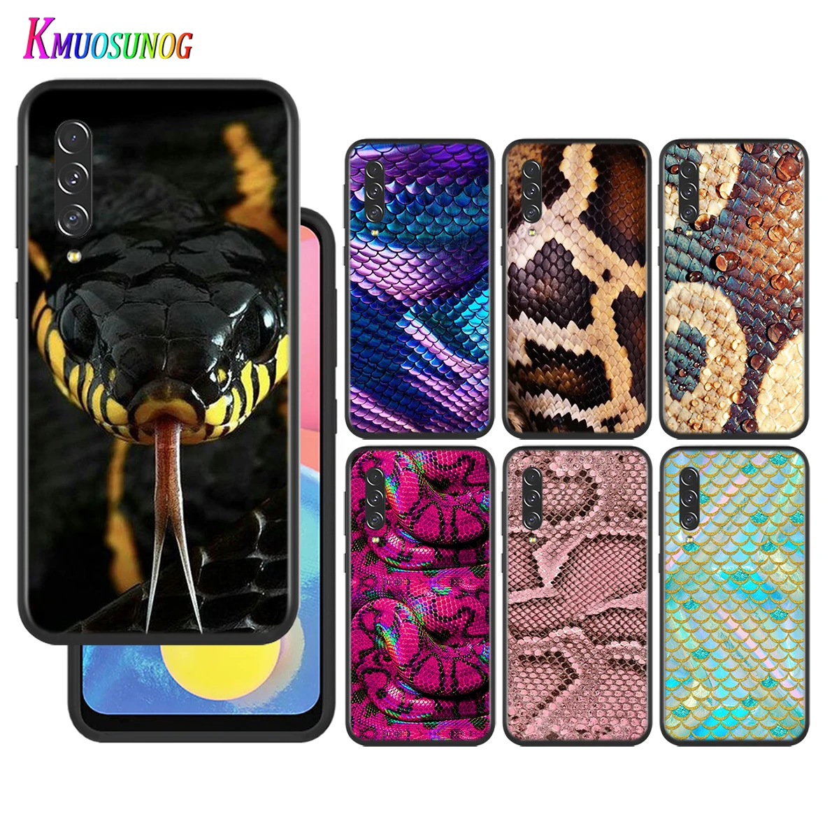 

Silicone shell Snake Skin pattern for Samsung Galaxy A90 A80 A70 A60 A50 A40 A20E A2Core A10 M20 Black Phone Case