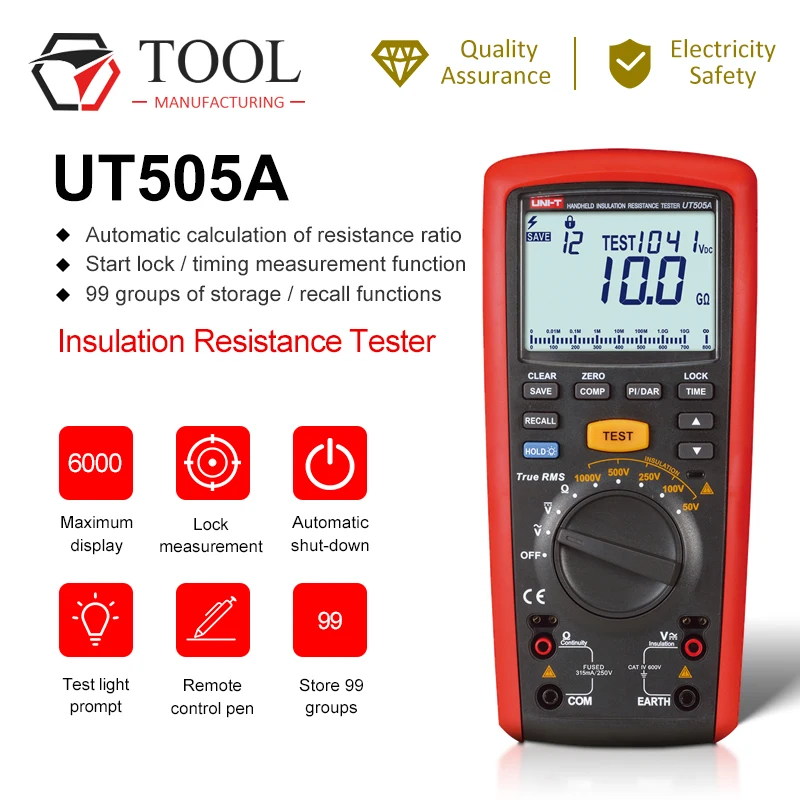 Ручной тестер сопротивления изоляции UNI T UT505A реальное эффективное значение