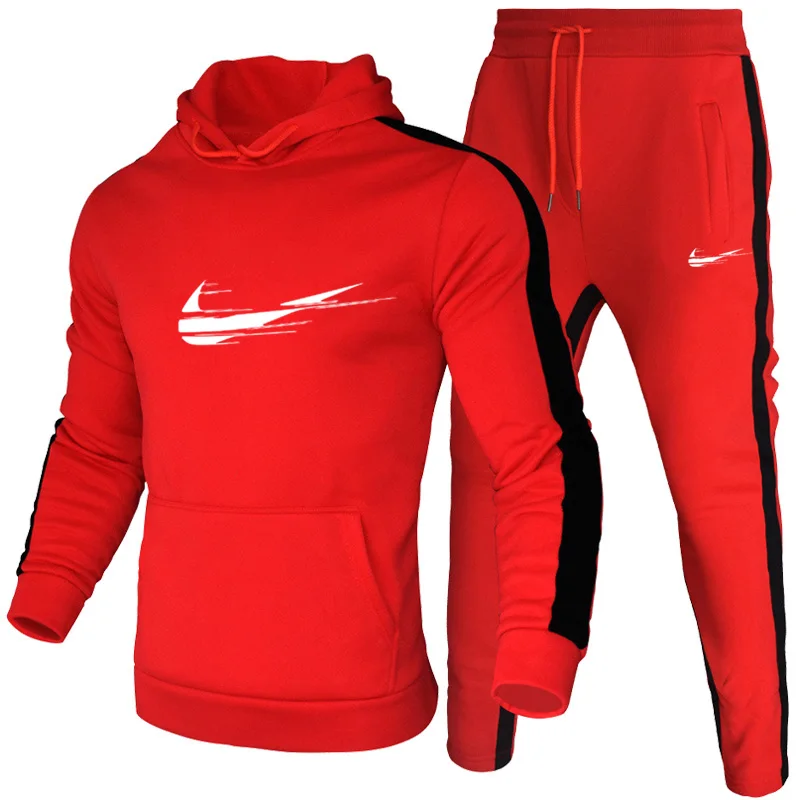 

2021 New Tracksuit With Print Two Piece Set Hoodie Pants Good Quality Brand Clothes Sportswear Men's Clothing S-3XL