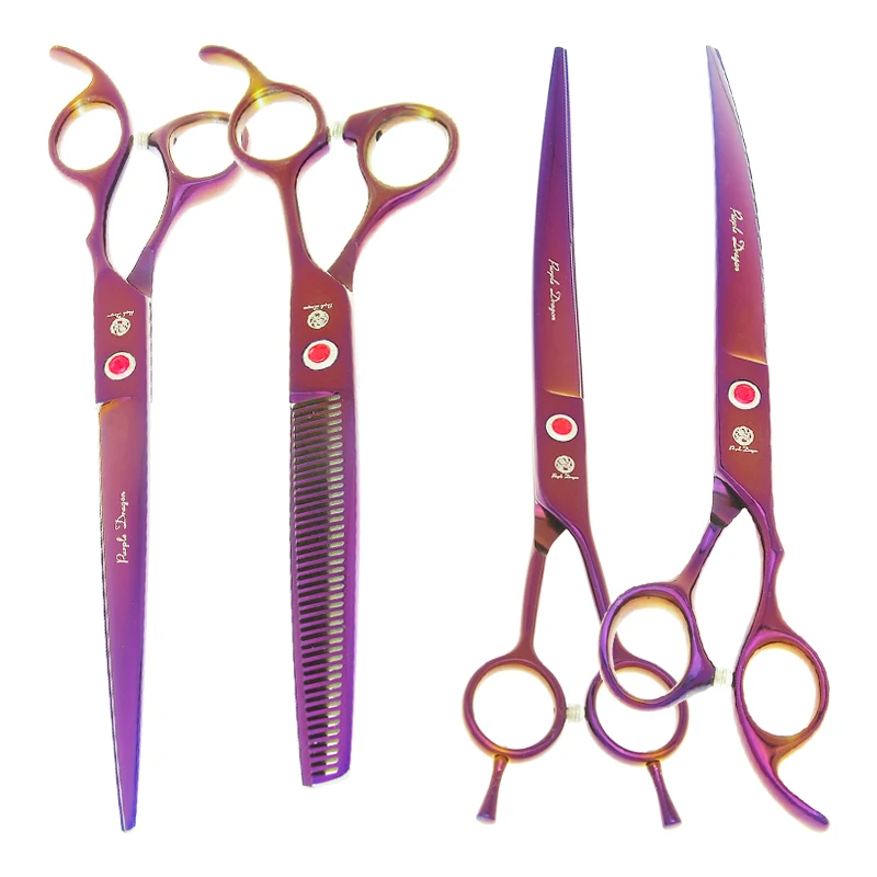 

Ножницы для груминга домашних животных Purple Dragon 8,0 дюйма, японские ножницы 440C для собак, ножницы для стрижки и филировки, изогнутые щипцы B0046B