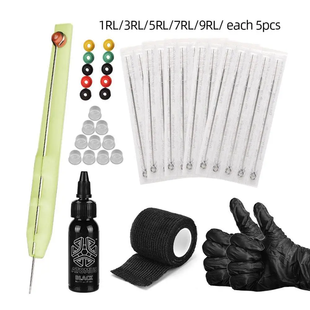 

Hand Poke Stick Tattoo Kit Diy Tattoo Supply Ink Gloves Inkbox Tattoo Needles Set 1RL/3RL / 5RL / 7RL / 9RL Needles For Tattoo