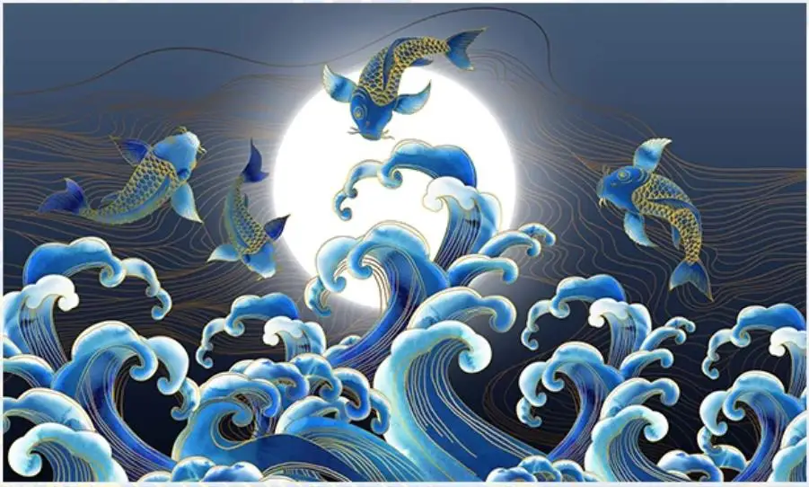 Пользовательские фото обои для стен 3 d настенная Новая китайская золотая линия