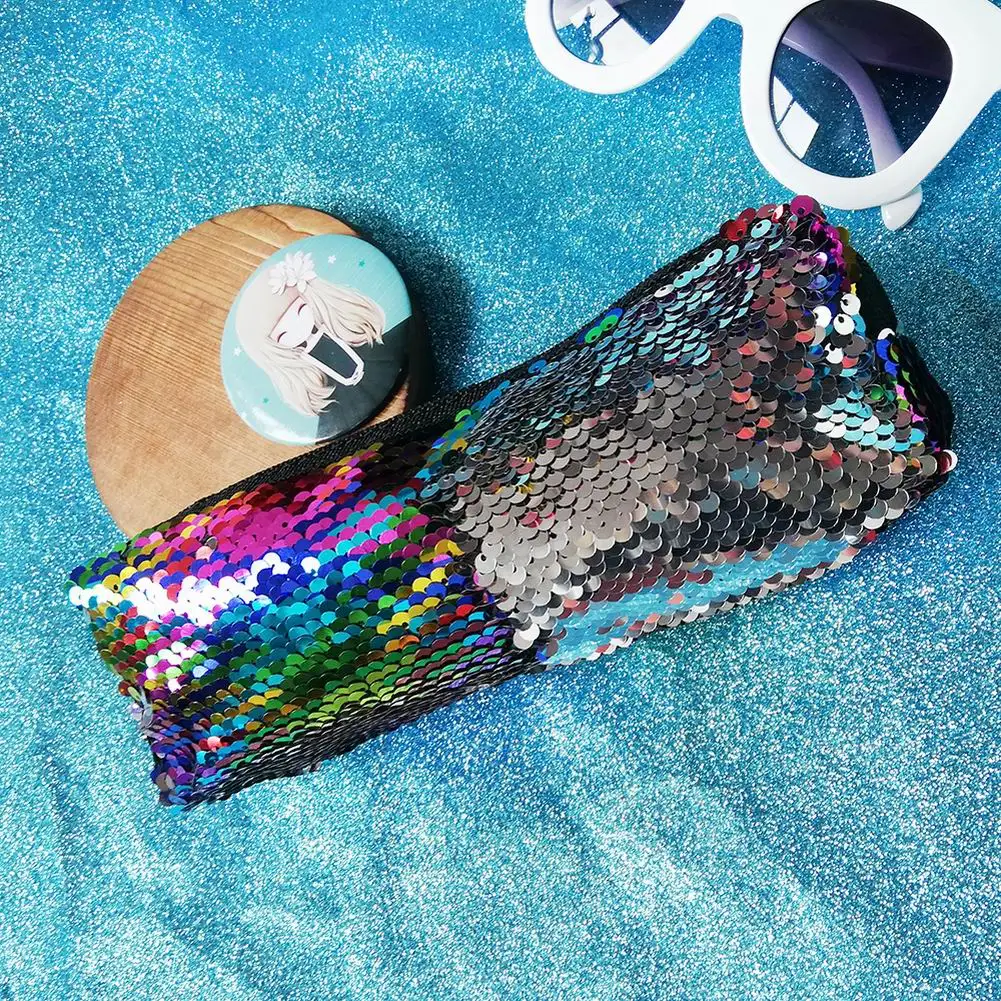 New Super Pencil Case sequin stationery pencil case European and American fish storage bag Ladies | Канцтовары для офиса и
