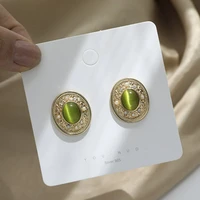 new wind restoring ancient ways is royal pearl earrings oval green opal eardrop geometry stud earrings