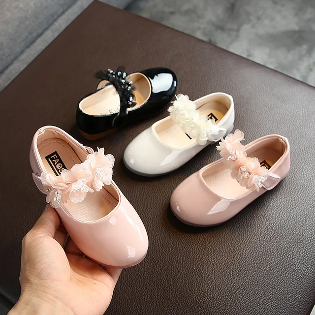 Baby Girls Walking Shoes Kids PU Leather Big Flower Summer Princess Shoes Party Wedding Baby Girls Dance Shoes 1
