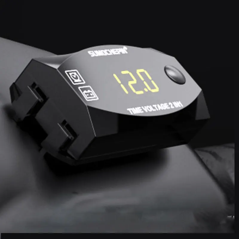 2-in-1 Voltmeter For Motorcycle Electric Vehicle Time Clock Multi-function With Digital Display | Автомобили и мотоциклы