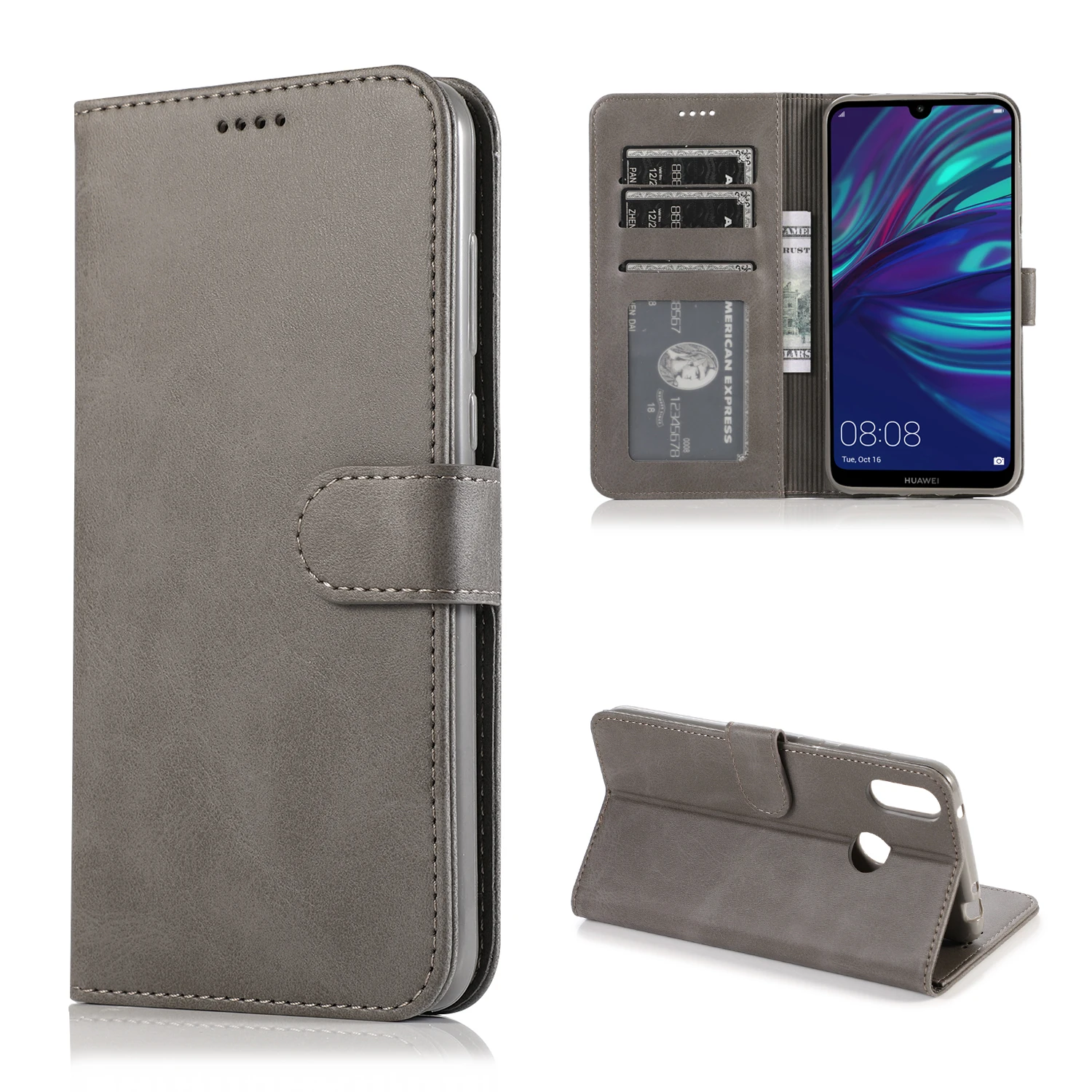 Кожаный флип-чехол-кошелек для Huawei Y7, Модный Роскошный чехол для телефона из искусственной кожи, силиконовый плотный чехол для Huawei