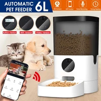 6l smart automatic pet feeder visible cover pet dog cat food dispenser remote control app timer videowifibutton version
