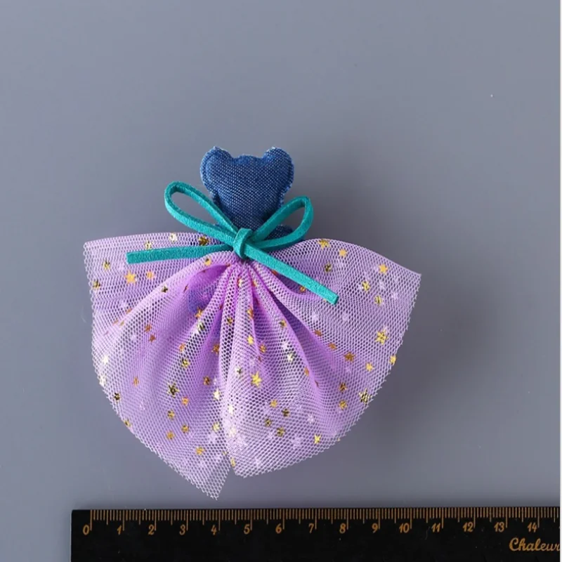 Милые детские заколки в Корейском стиле виде медведя из сетчатой ткани заколка