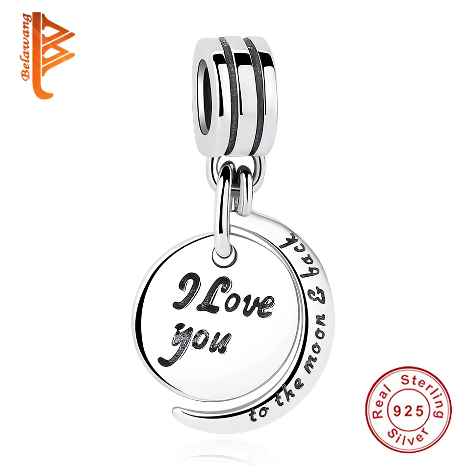 Браслет женский из серебра 925 пробы с подвеской Я люблю тебя до Луны|Бусины| |