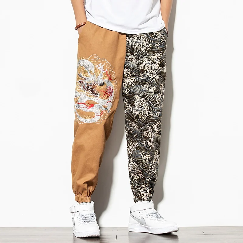 Chinese Dragon Embroidery Pants Men Jogger Streetwear Joggers Hip Hop Sweatpants Trousers 2019 New KK3279 | Тематическая одежда и