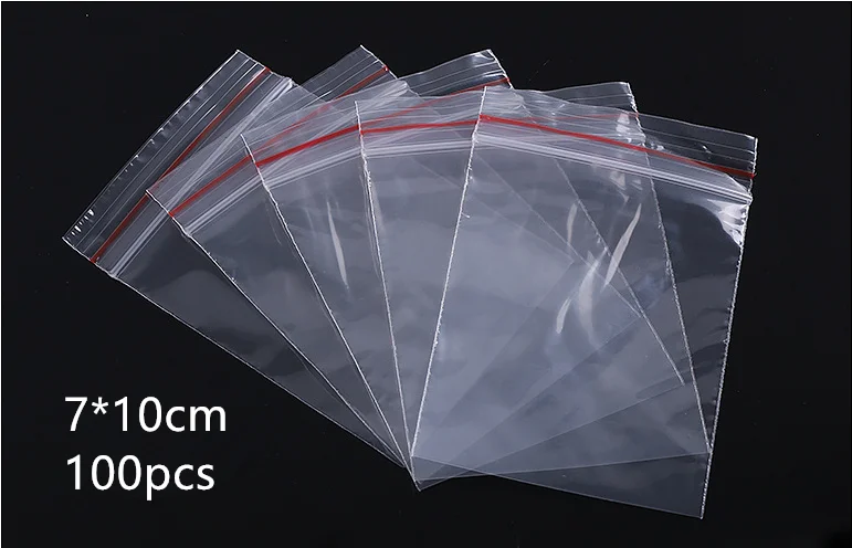 5 wire red edge 100 шт Высокое качество Пластиковые молнии замок Ziplock Сумки прозрачная упаковка для хранения продуктов маленькие ювелирные изделия Упаковка Reclosable поли молнии мешок толстый - Цвет: 5 wire red edge