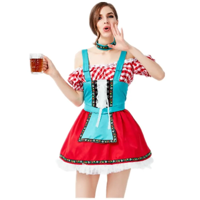 

Sexy Germany Oktoberfest Carnival Party Beer maid Dirndl Dress Halloween Bavarian Traditional festival Cosplay Wench Costume