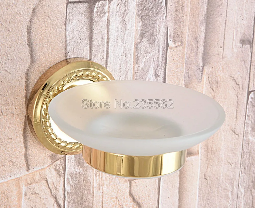 

Luxury Gold Color Brass Soap Dishes Wall Mounted Soap Dish Soap Holder Glass Soap Holder Bathroom Accessories Lba588