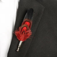 5 pcs lot new vintage boutonniere wedding brooch with feather women men suits jewelry accessories designer pins badge corsage