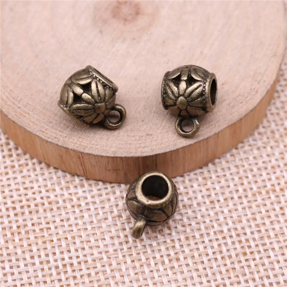 

Hollow Carved Beads Bails For Jewelry Making Findings Handmade DIY Craft 4pcs Antique Bronze Color 13x9x9mm