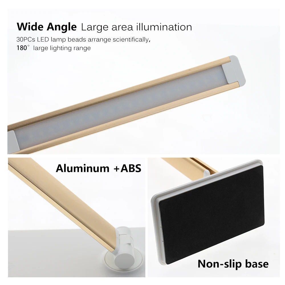 

Usb Charging Desk Lamp Led Eye Protection Dimmable Reading Light Study Timing Night Light Touch Switch Folding Table Lamp
