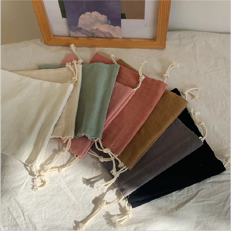 

Women Handbags solid color casual simple storage bag cotton Drawstring pocket Candy tea small gift bags сумка сумки