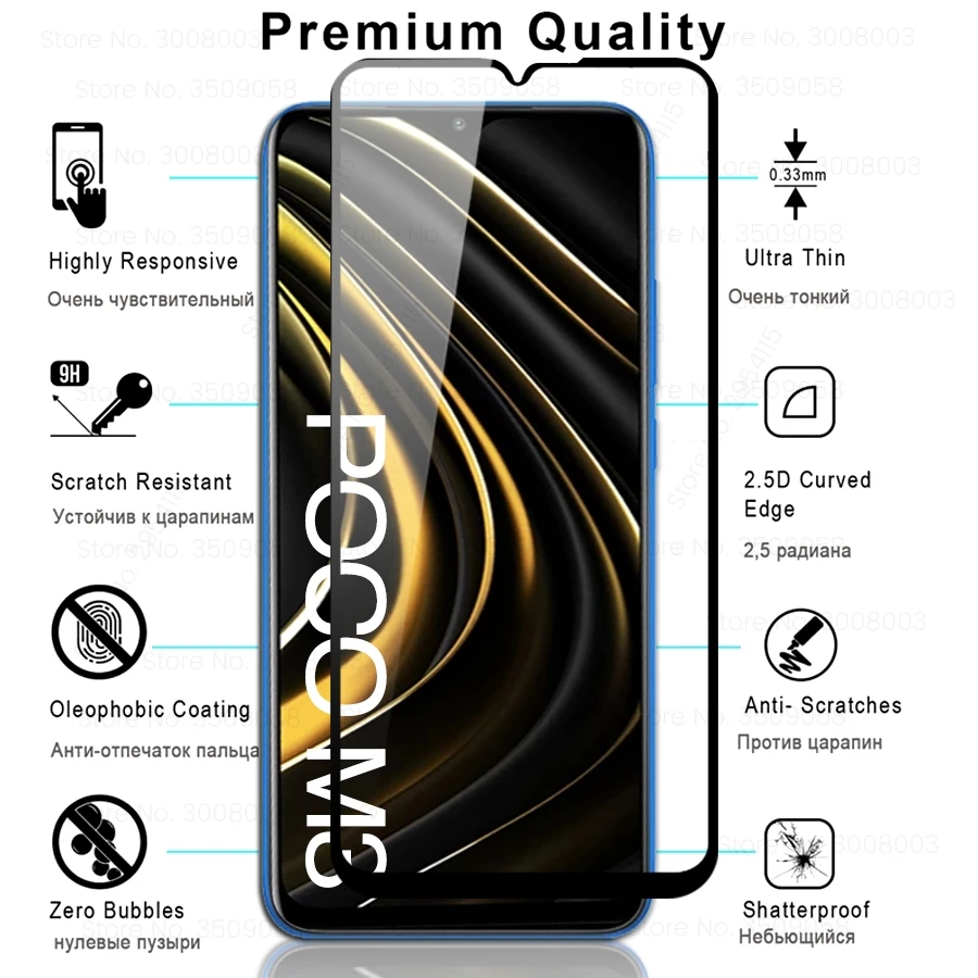 2 шт. 9d полное клеевое покрытие защита экрана pocom3 закаленное стекло для xiaomi pocophone