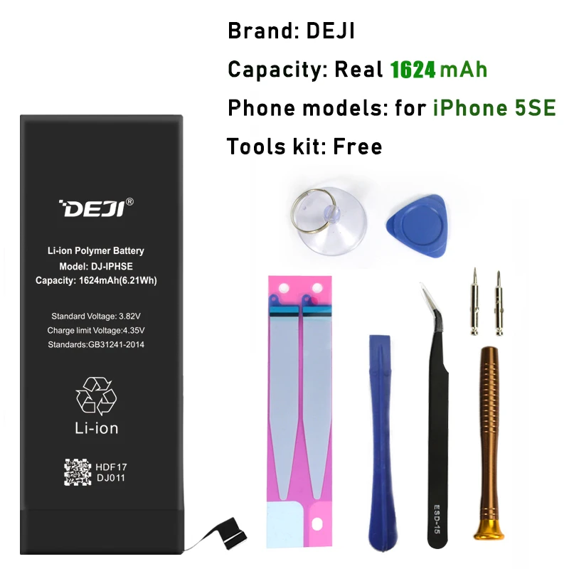 DEJI батарея для iPhone 5se/6/6s/6 p/6s p с бесплатными инструментами комплект реальная емкость оригинальные литиевые батареи Замена 0 цикл - Цвет: battery for iph 5se