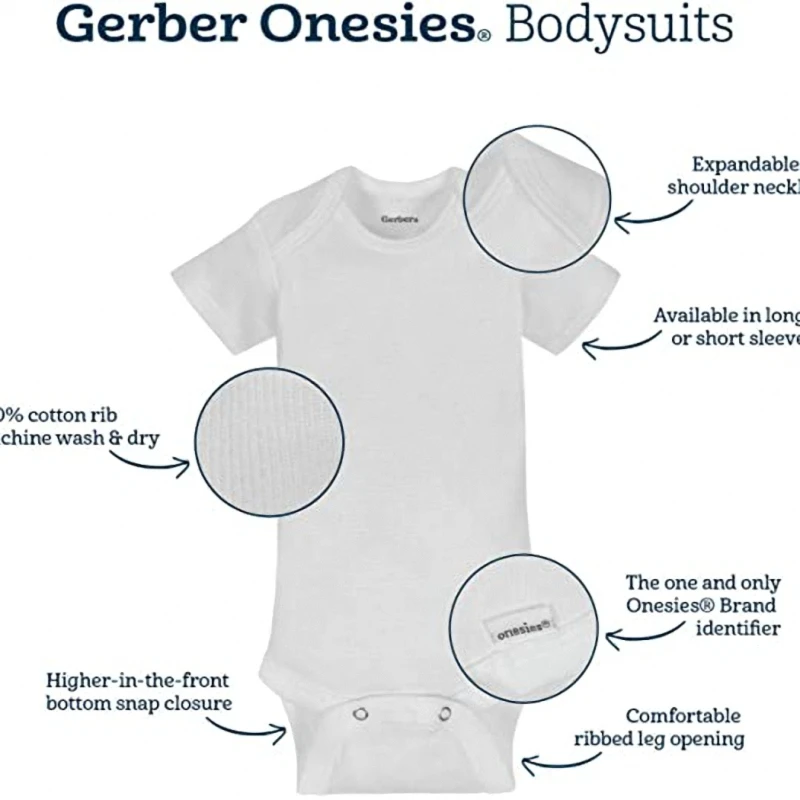 

Gerber baby-girls 5-pack Solid Onesies Bodysuits