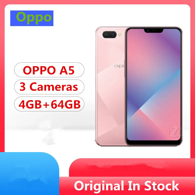 Смартфон Oppo A5 Snapdragon 450 Android 8 1 полный экран 6 2 дюйма 4 Гб ОЗУ 64 ПЗУ 4230 Мп + мАч OTG |