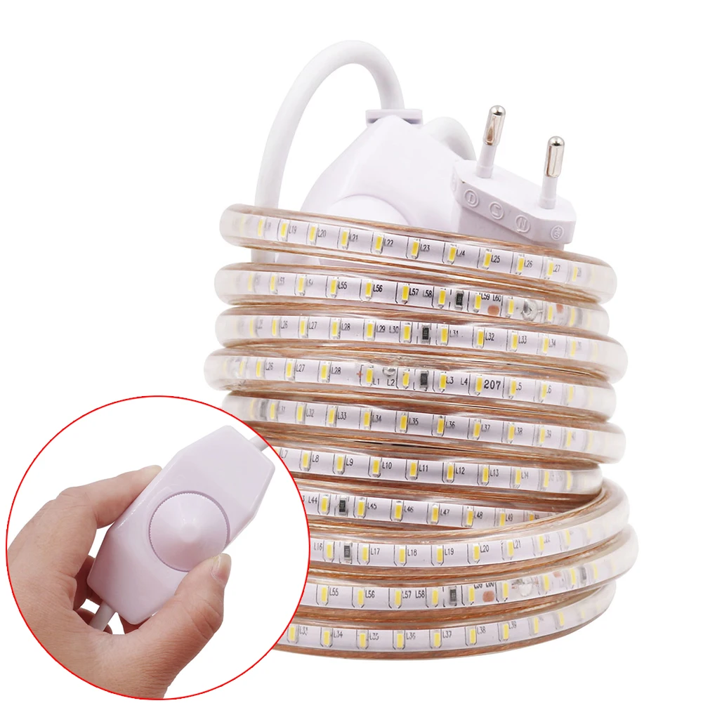 220В 230В 240В светодиодная лента веревка светильник 3014 120leds/m диммируемая гибкая
