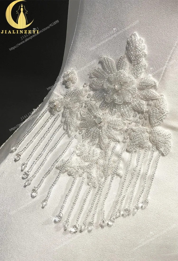 Rhine real Pictures short sleeves Satin with Beads Mermaid vestidos de noiva robe mariage Wedding gown wedding dresses